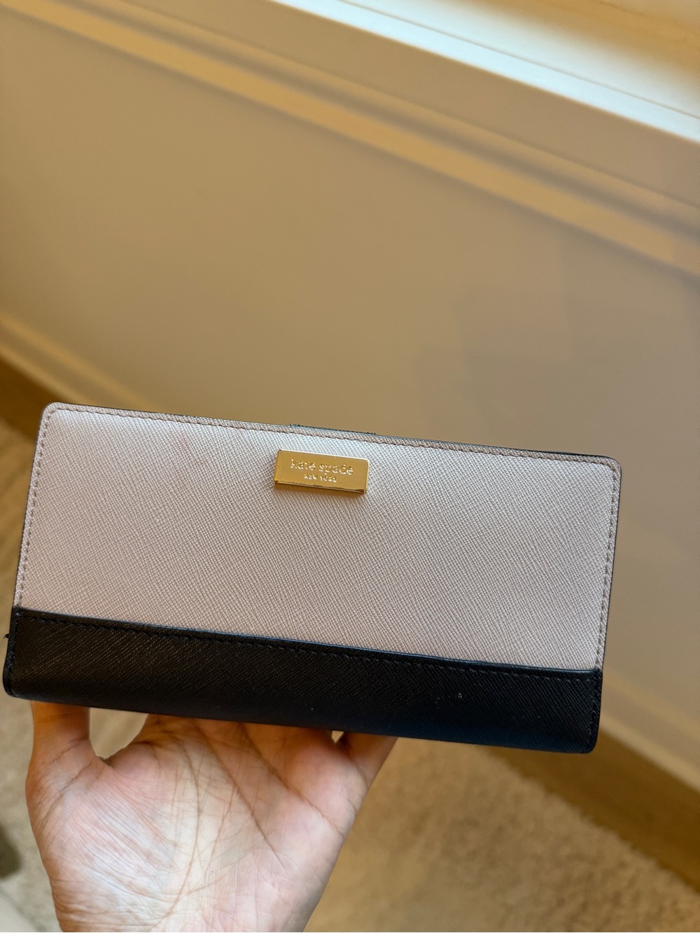 kate spade Blush and Black Saffiano Two-Tone Wallet